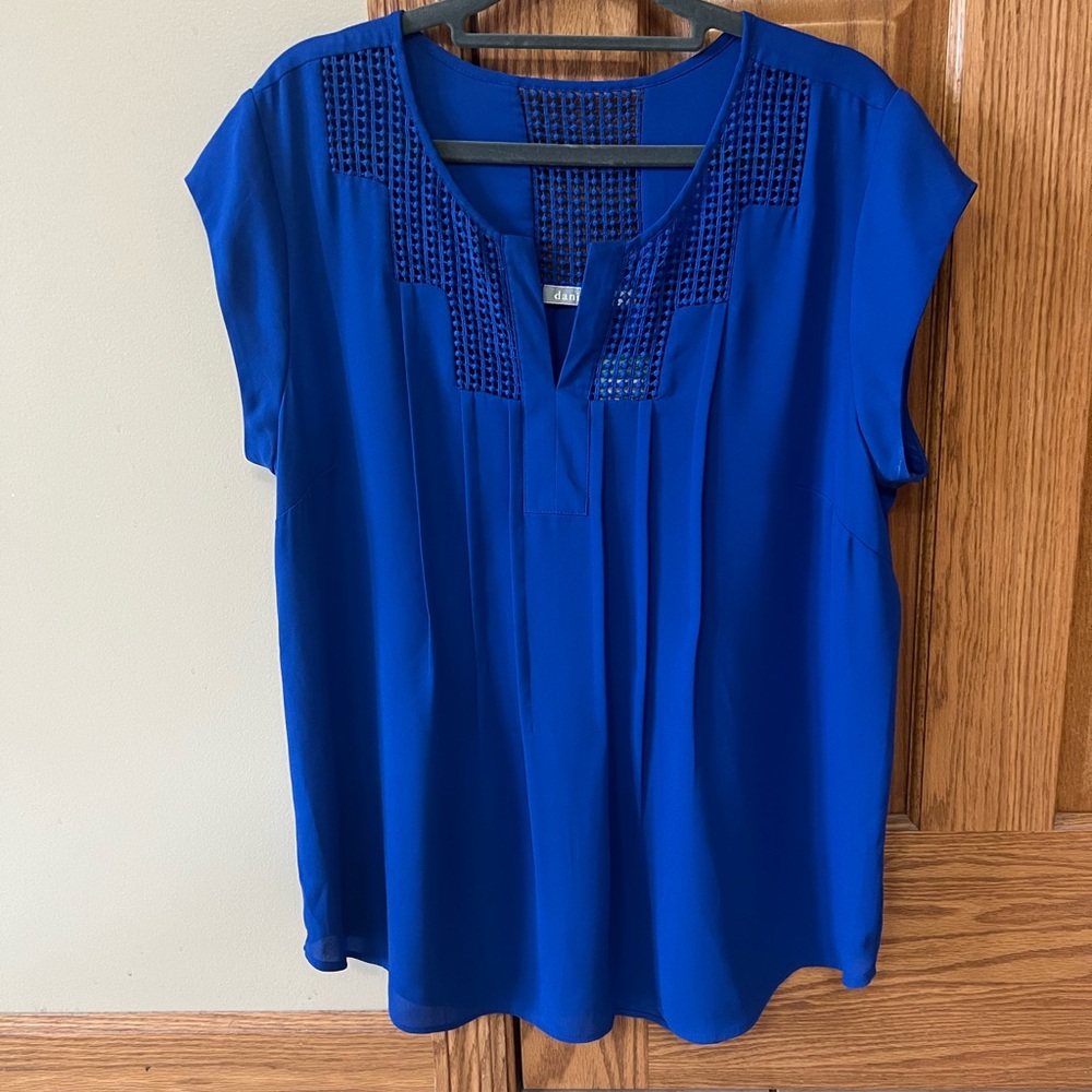 NWT daniel rainn blue shirt sleeved blouse